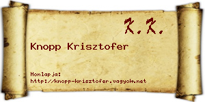 Knopp Krisztofer névjegykártya